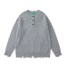 Distressed Hole Design Loose Knit Sweater Men Oversize Lazy Sweater