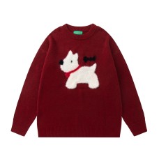 Red Knitted Dog Sweater Casual Loose Fit