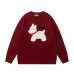 Red Knitted Dog Sweater Casual Loose Fit