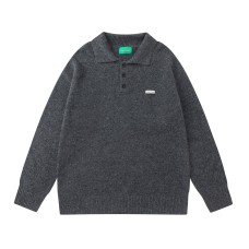 Minimalist Small Label Polo Neck Sweater Couple Loose Versatile Casual Knitwear