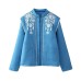 Printed denim cotton jacket with long sleeves