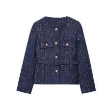 Minimally woven long sleeved jacket for women's clothing