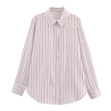 Striped loose fit poplin shirt for women