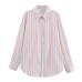 Striped loose fit poplin shirt for women