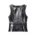 Imitation leather belt sleeveless top for women's clothing