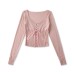 Square collar long sleeved single breasted slim fit top