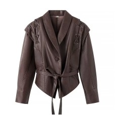 Coffee brown leather jacket
