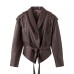 Coffee brown leather jacket