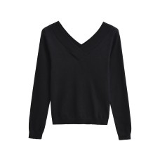 V-neck long sleeved one shoulder top