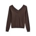 V-neck long sleeved one shoulder top