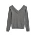 V-neck long sleeved one shoulder top