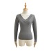 V-neck long sleeved one shoulder top
