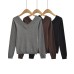 V-neck long sleeved one shoulder top