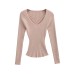 U-neck long sleeved slim fit pullover sweater