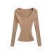 U-neck long sleeved slim fit pullover sweater