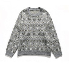 Round neck long sleeved loose sweater