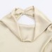 Asymmetric satin texture hanging neck sleeveless top