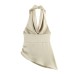 Asymmetric satin texture hanging neck sleeveless top