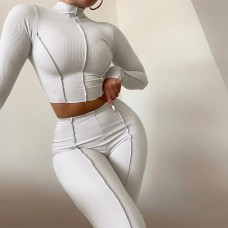 Fashionable Spring Women's Two-Piece Set with Reversible Design, High-Waisted Fitted Solid Color Outfit Fashionable Spring Women's Two-Piece Set with Reversible Design, High-Waisted Fitted Solid Color Outfit