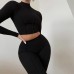Fashionable Spring Women's Two-Piece Set with Reversible Design, High-Waisted Fitted Solid Color Outfit