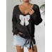 Long sleeved tied butterfly loose sweater