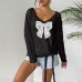 Long sleeved tied butterfly loose sweater