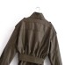 Pocket decoration imitation leather jacket