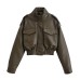 Pocket decoration imitation leather jacket