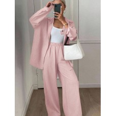 Loose long sleeved shirt and long pants two-piece set