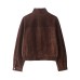 Pocket embellished suede flight jacket