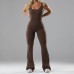 Summer solid color hip lifting tight fitting one-piece yoga suit for women, outdoor running sports one-piece fitness suit