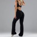 Summer solid color hip lifting tight fitting one-piece yoga suit for women, outdoor running sports one-piece fitness suit