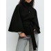 Fashionable Solid Color Cape Collar Buttoned Belted Trench Coat for Women