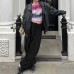 Fashionable Low-Waist Wide-Leg Cargo Pants with Drawstring and Large Pockets for Women