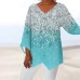 Style Plus Size Women's Summer Casual Loose Irregular Print Long Sleeve V-Neck Top Style Plus Size Women's Summer Casual Loose Irregular Print Long Sleeve V-Neck Top