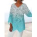 Style Plus Size Women's Summer Casual Loose Irregular Print Long Sleeve V-Neck Top Style Plus Size Women's Summer Casual Loose Irregular Print Long Sleeve V-Neck Top