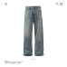 Straight Leg Washed Denim Pants Unisex Slim Fit Design Casual Long Pants 