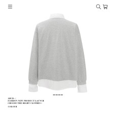 Color-Blocking Spliced Polo Neck Long Sleeve Shirt Unisex Loose Simple Casual 