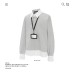Color-Blocking Spliced Polo Neck Long Sleeve Shirt Unisex Loose Simple Casual 