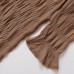 Lace up pleated round neck long sleeved knitted sweater
