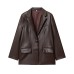 Straight leather effect suit