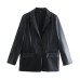 Straight leather effect suit