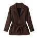 Jacket with waistband and suede effect