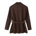 Jacket with waistband and suede effect