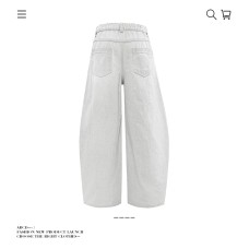 Knife-Edge Design Dirty White Denim Pants Unisex Trendy Wide-Leg Loose Clean Fit Trousers