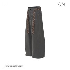 Color-blocked Tie Knife Pleat Trousers Loose Straight Leg Drapey Baggy Slimming