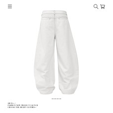 Design White Denim Pants Men High-Quality Contrast Stitching Wide Leg Loose Long Pants