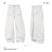 Design White Denim Pants Men High-Quality Contrast Stitching Wide Leg Loose Long Pants