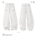 Design White Denim Pants Men High-Quality Contrast Stitching Wide Leg Loose Long Pants