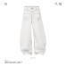Design White Denim Pants Men High-Quality Contrast Stitching Wide Leg Loose Long Pants